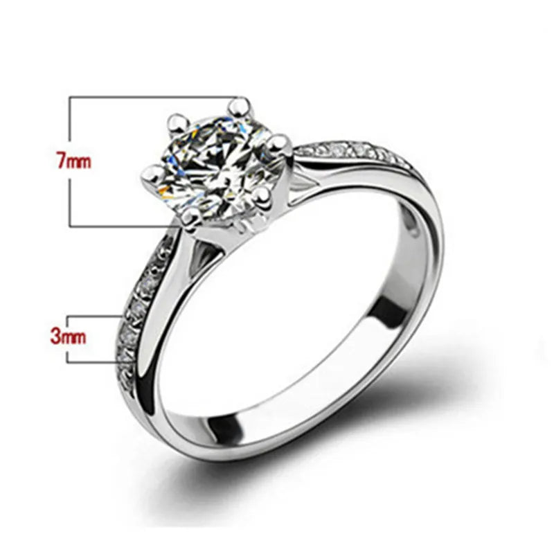 CC Jewelry Rings For Women Silver Plated Bridal Wedding Zirconia Round Stone Ring Bijoux Femme Engagement Anel CC1455