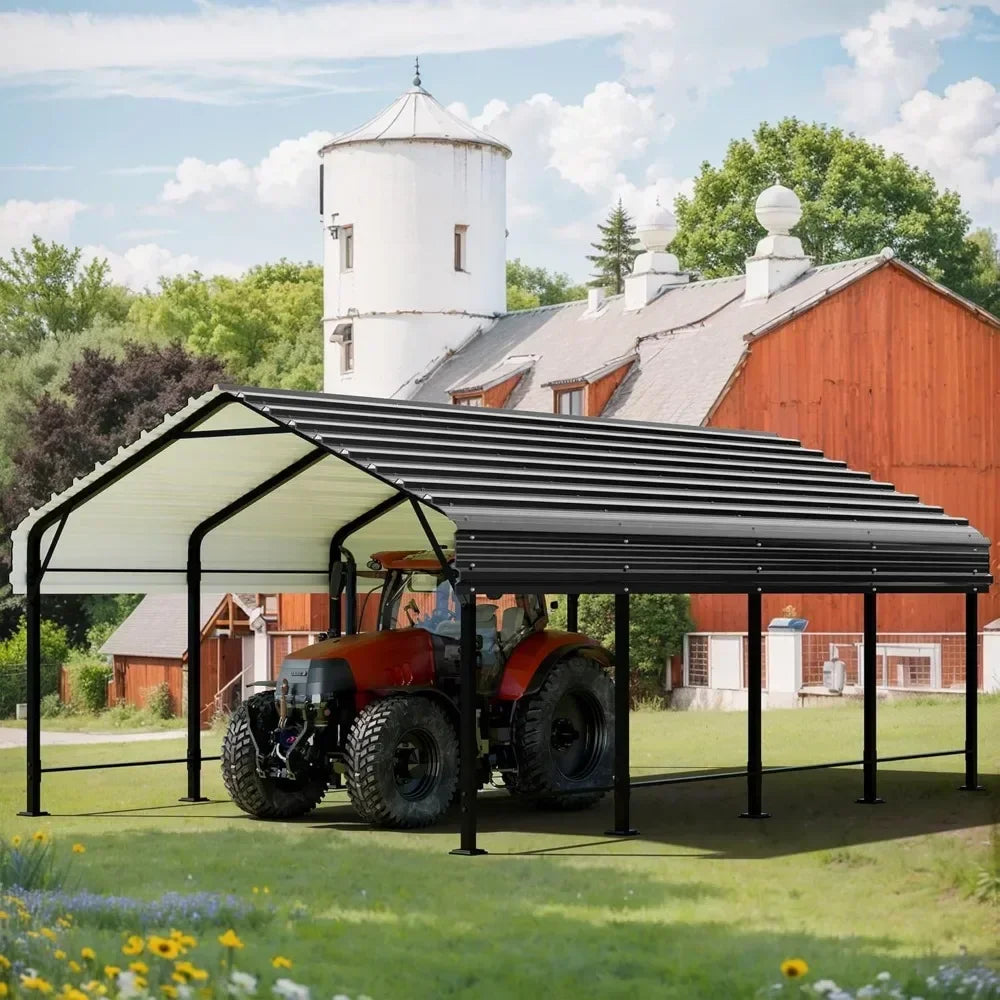 12 X 20 FT Carport, Heavy Duty Carport Canopy with Galvanized Steel Roof and Frame, Metal Carport Upgraded Extra Large Garage