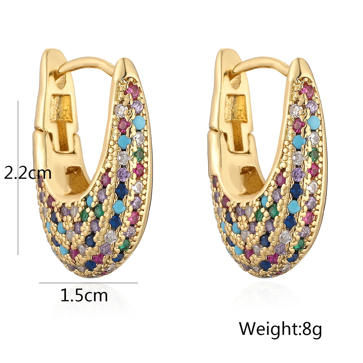 cmoonry 2024 New Arrival Full Cubic Zirconia Inlay Copper Jewelry Gold Color Geometric Hoop Earrings For Elegant Women Bijoux