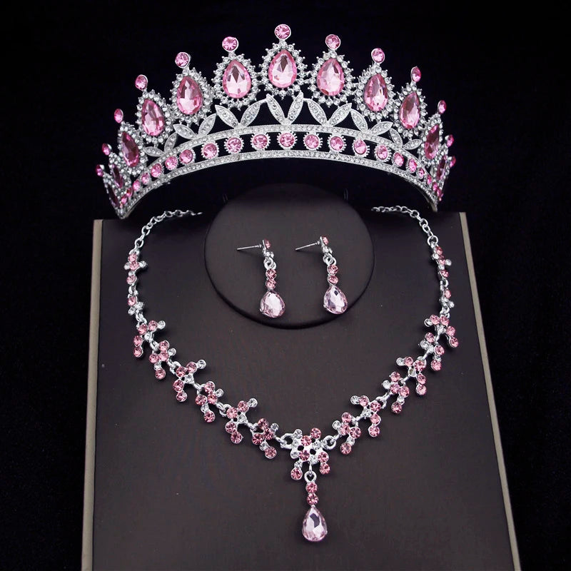 Princess Bridal Tiaras Jewelry Sets for Women Crown and Earring Necklace Set Birthday Party Wedding jewelry Bride Accessories