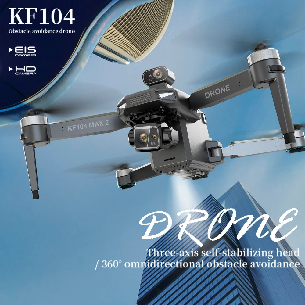 KF104 MAX2 4K Dual Camera Professional Drone with Screen RC Quadcopter GPS Wide Angle 3-Axis Gimbal Obstacle Avoidance Aircraft