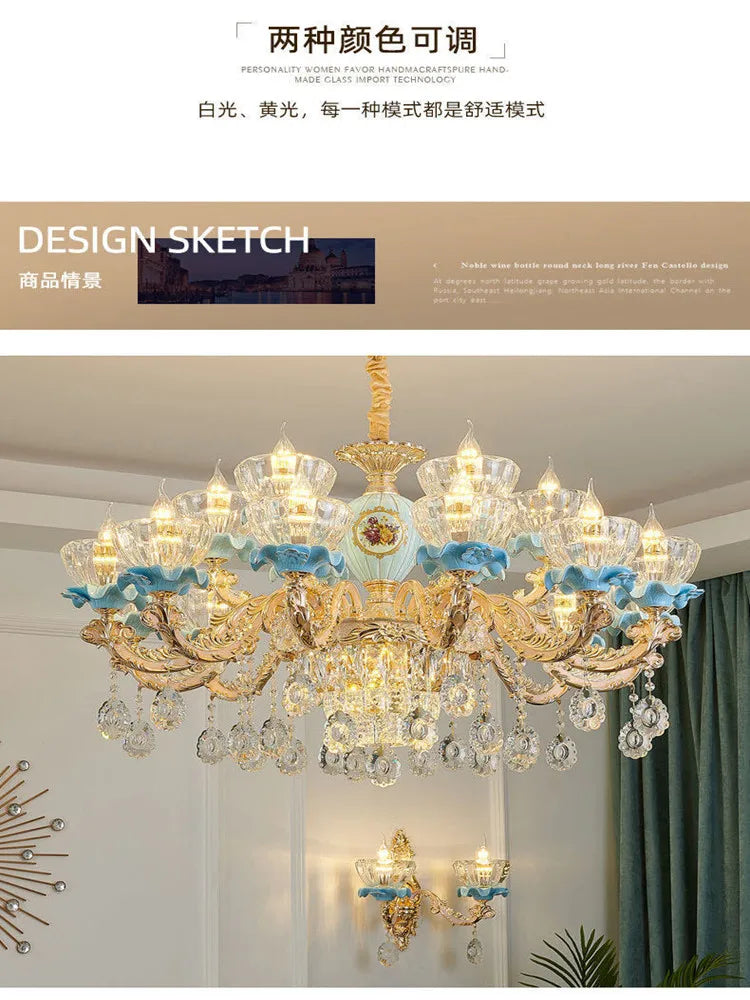 Nordic luxury crystal chandelier hotel living room home  ceiling   decorative lighting