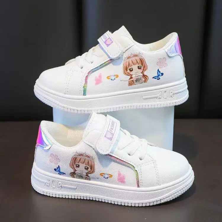 Kids Popular Cartoon Sports Superlight Shoes Girls White Sneakers Spring Autumu Casual Mesh Breathable Children Running Shoes