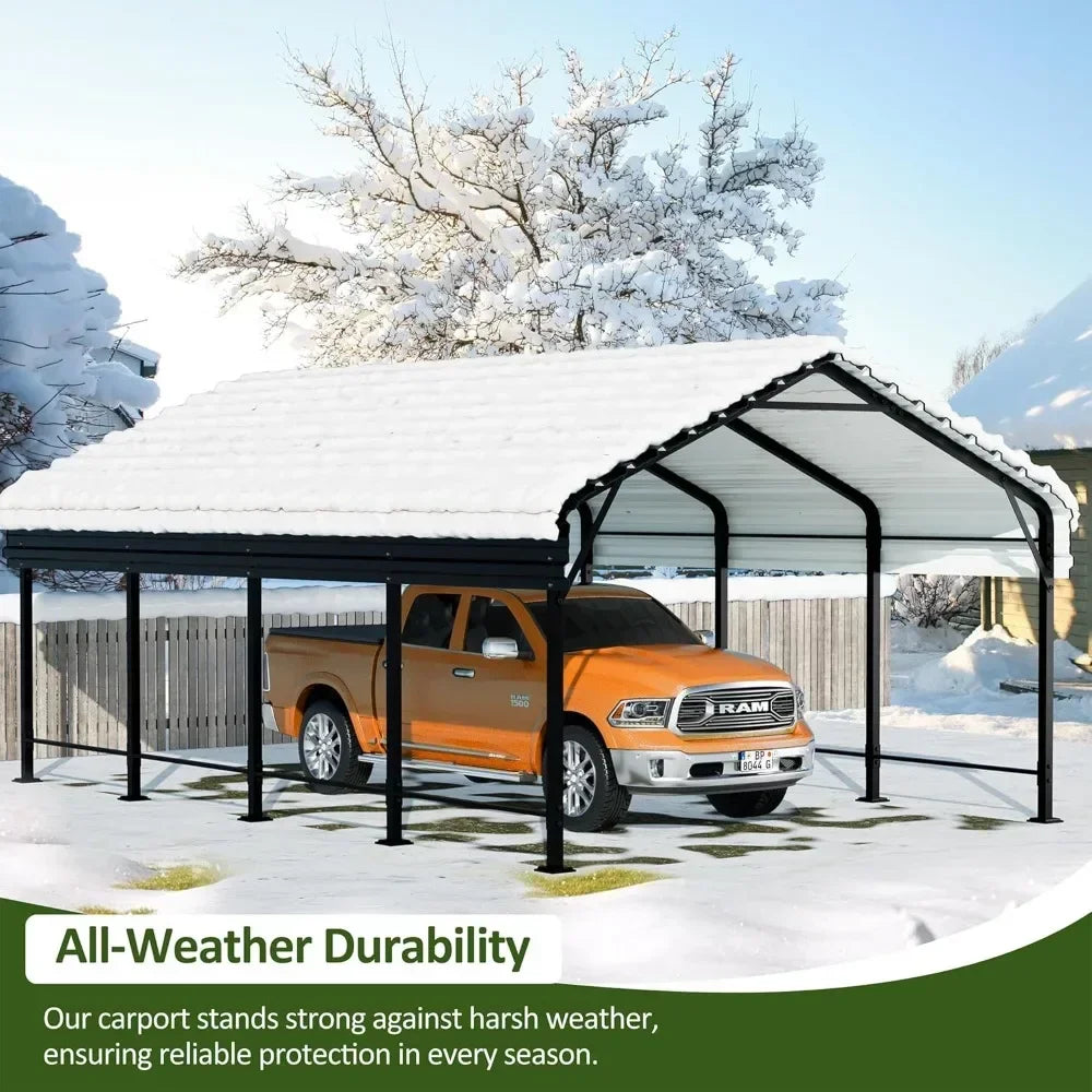 12 X 20 FT Carport, Heavy Duty Carport Canopy with Galvanized Steel Roof and Frame, Metal Carport Upgraded Extra Large Garage