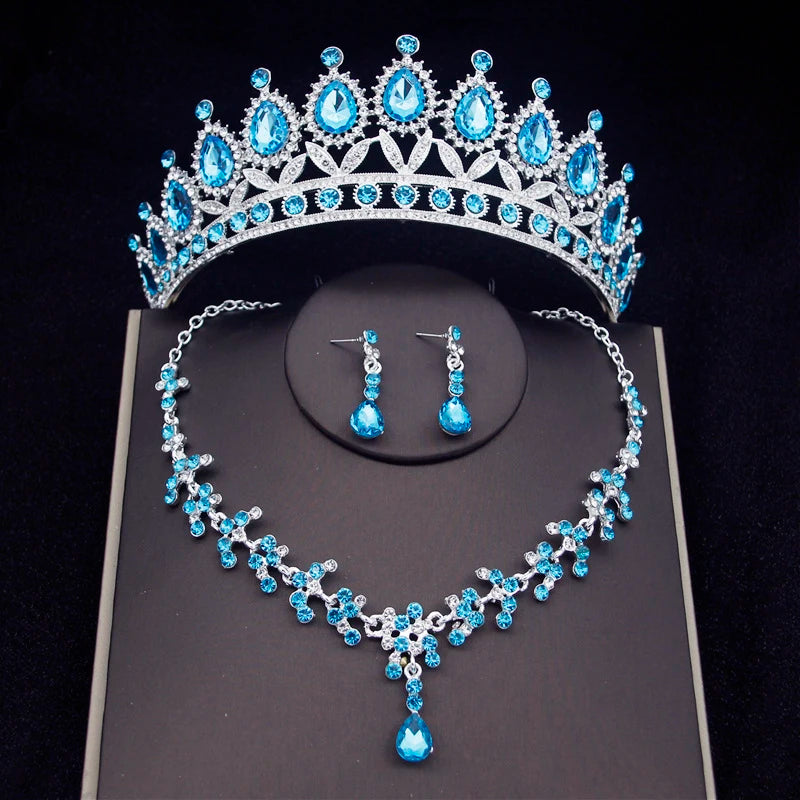 Princess Bridal Tiaras Jewelry Sets for Women Crown and Earring Necklace Set Birthday Party Wedding jewelry Bride Accessories