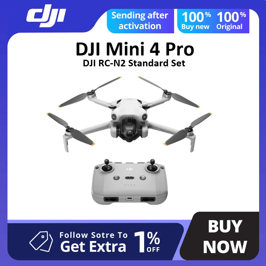 DJI Mini 4 Pro Folding Mini-Drone with 4K/60 Fps HDR Video Camera