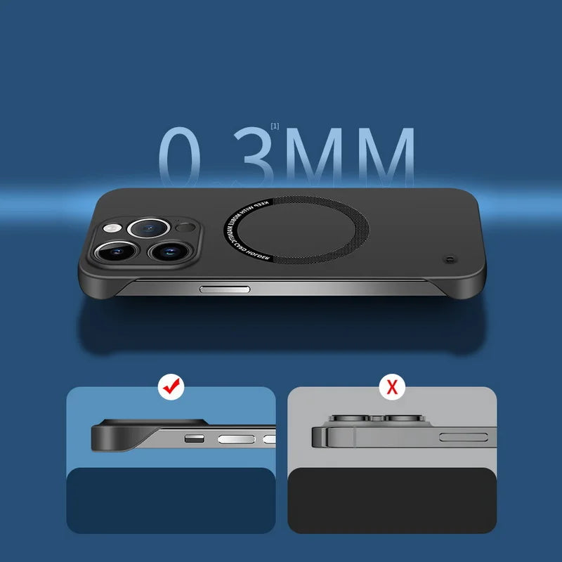 Ultra Thin Hard PC Magnetic Frameless Phone Case For Magsafe Oneplus 12 12R 11 11R 10T 10R 10 Pro Matte Color Solid Cover