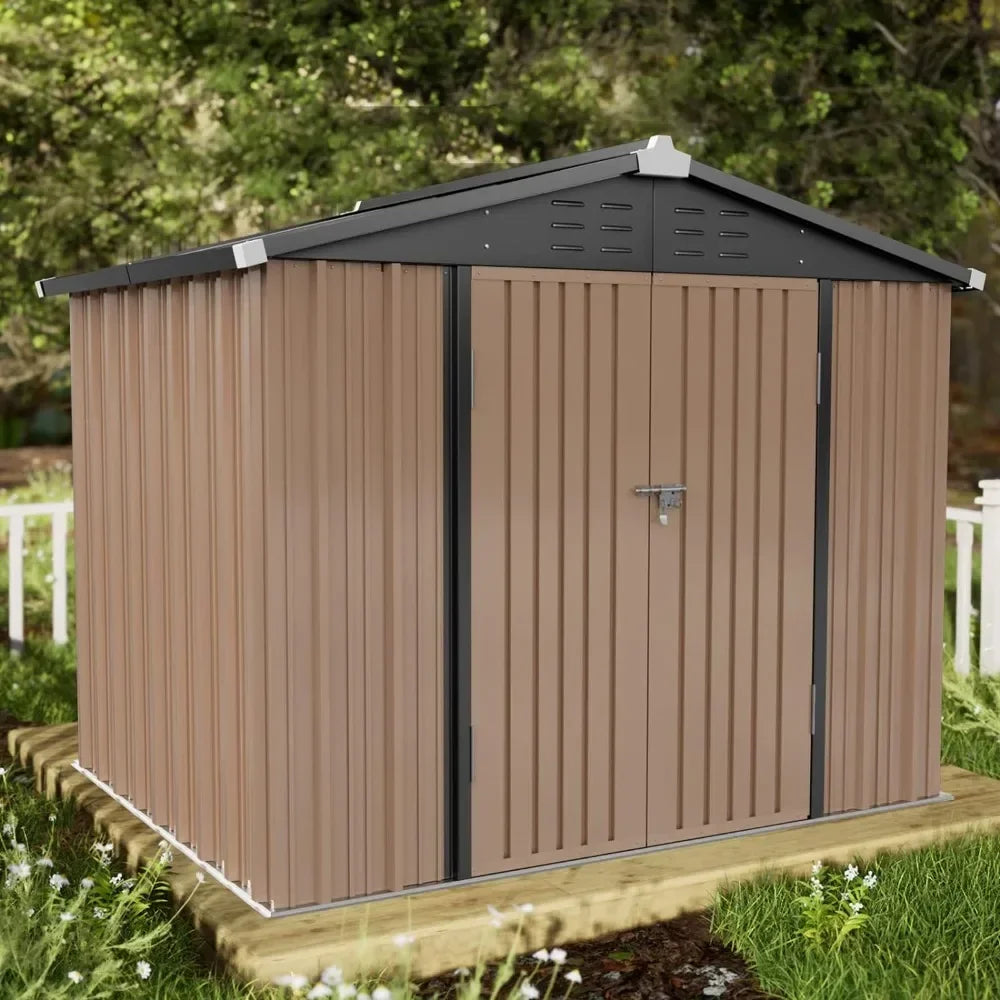 8 x 6 ft Outdoor Shed, Waterproof Storage Building, Sturdy Tool Shed for Garden/Backyard, Outdoor Garden Storage Sheds