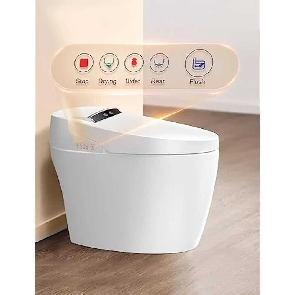 Tankless Smart Toilet with Bidet Built in, One-piece Bidet Toilet Seat, Auto Flush, Heated Seat, Wireless Remote Control