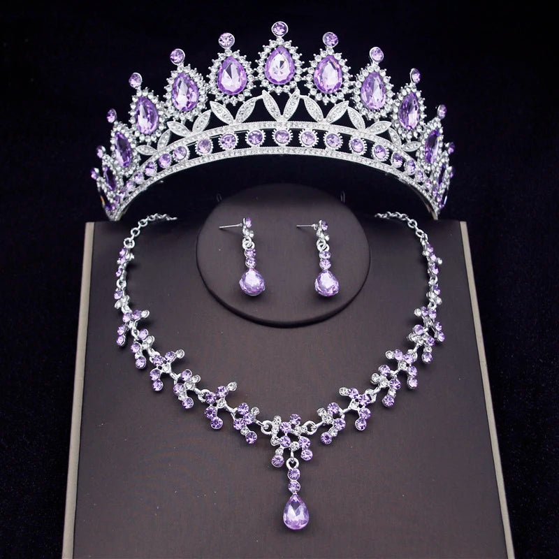 Princess Bridal Tiaras Jewelry Sets for Women Crown and Earring Necklace Set Birthday Party Wedding jewelry Bride Accessories