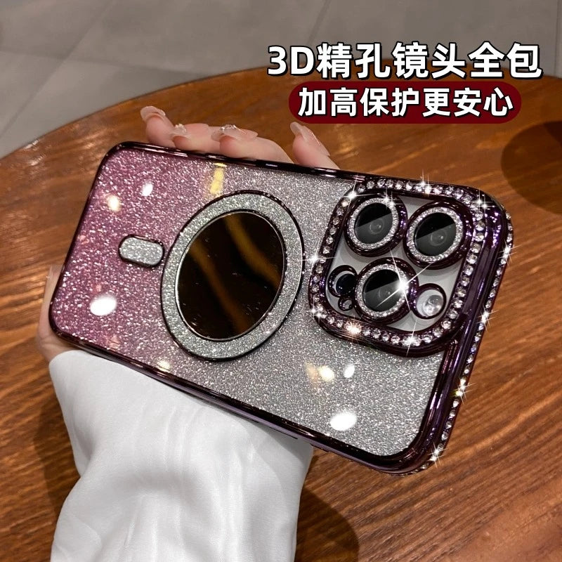 Luxury Jewelled Magsafe Glitter Phone Case For iPhone 11 12 13 14 15 16 Pro Max Plus Wireless Charge Magnetic Cases Cover