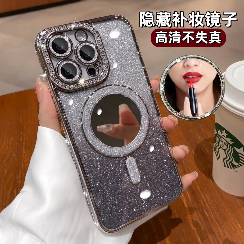 Luxury Jewelled Magsafe Glitter Phone Case For iPhone 11 12 13 14 15 16 Pro Max Plus Wireless Charge Magnetic Cases Cover